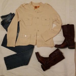 Tory Burch military style sweater jacket